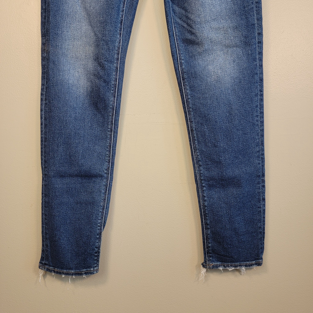 American Eagle Mom Jeans Hi Rise Medium Blue Wash Stretch Relaxed Fit AE 4 Long - Picture 5 of 12